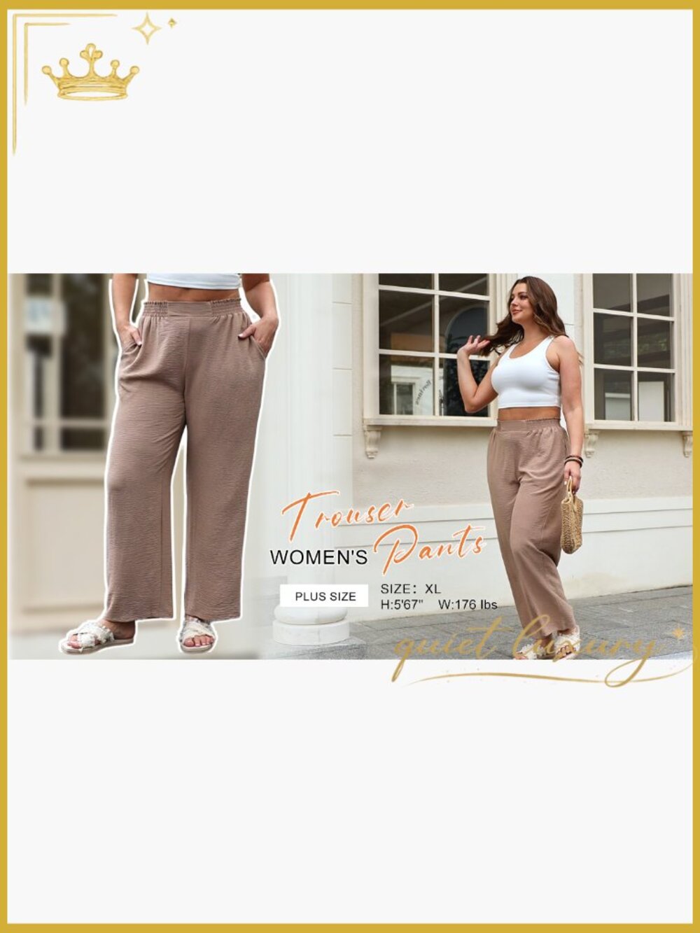 Wide Leg Palazzo Pants with Pockets High Waisted Flowy Trousers - Picture 7 of 7